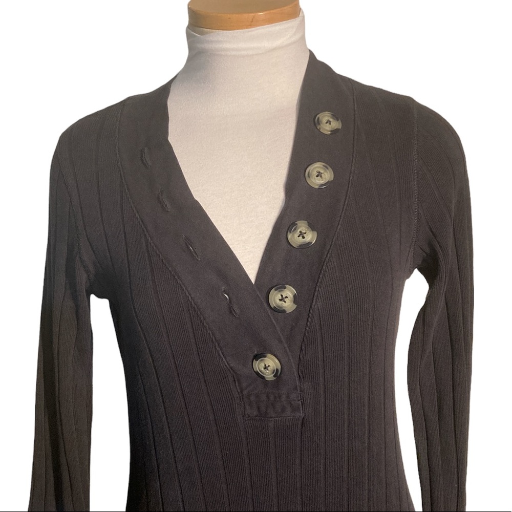 Free People Beach Black Sunflower Ribbed Knit Long Sleeve Maxi Dress Size Small - Picture 10 of 10